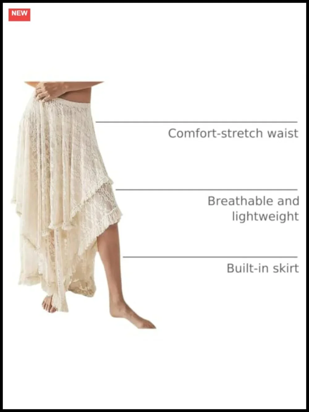 Womens Lace Maxi Skirt High Low Asymmetrical Sheer Flowy Beach Cover Up